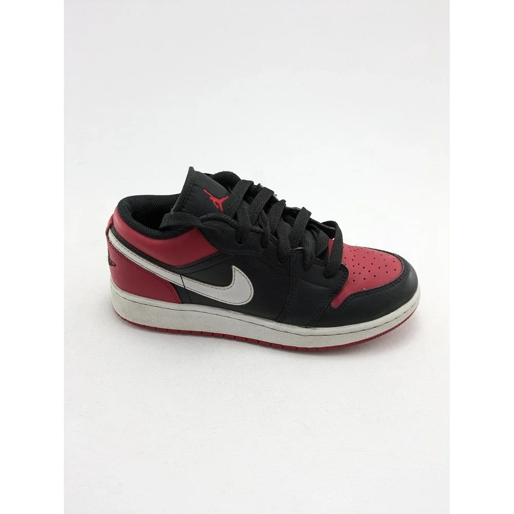 Youth Air Jordan 1 Low Black Red Retro‎ Basketball Shoes 553560-066 Size 5Y